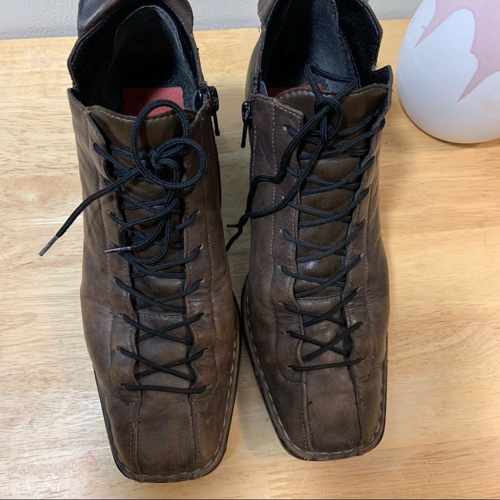 Rieker lace up brown booties chunky heal size 36 (5.5) - Picture 4 of 11